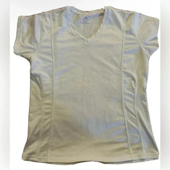 Women’s Russel Dri Power White V Neck T Shirt Size Large - Picture 1 of 3